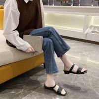 Forme a cuña los zapatos de las mujeres de los deslizadores de la moda del diseñador de las chanclas - details 9
