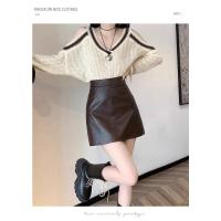 Falda midi popular de cuero negro y falda ajustada hasta la cintura - details 34