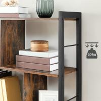 Estantería de Almacenamiento de 5 Niveles, Organizador de Oficina de Estudio, con Compartimentos, para Salón, Estilo Industrial, Marrón Rústico y Negro - details 6