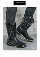 Botas vaqueras altas bordadas de moda occidental, botas personalizadas de otoño e invierno, botas de hombre. - details 2