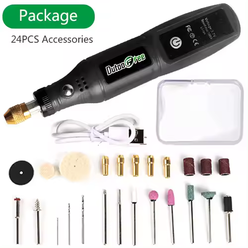 Kit de Herramientas Rotativas Inalámbricas USB para Taladro Mini Drill Inalámbrico de 24PCS Accesorio para Joyería Metal Vidrio Mini Taladro de Madera con Pluma de Grabado DIY - 1