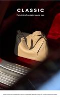 Bolso de Hombro Geométrico de Cuero Genuino Bolso Cruzado de Cuero de Vaca de Primera Capa para Viajeros - details 0
