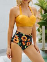 Conjunto de Bikini con realce para mujer, bañador Sexy de cintura alta, traje de baño Floral, ropa de playa 2023 - details 5