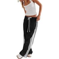 Primavera/Verano nuevos pantalones casuales elegantes sueltos de estilo deportivo de pierna recta con rayas laterales para mujer - details 8