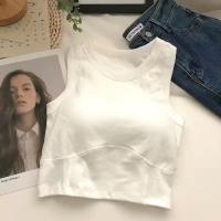 1/2 Unidades. Sujetador deportivo en la espalda para mujer, chaleco sin mangas, parte superior de tubo delgada, ropa interior con almohadillas para sujetador, camiseta interior, Top corto elástico coreano - details 1