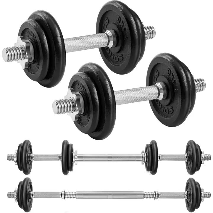 Dumbbell de Hierro Fundido Ajustable Barra Adicional Entrenamiento de Fitness para Hombres y Mujeres Levantamiento de Pesas en Gimnasio en Casa - 1