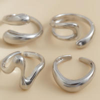 Anillos Geométricos de Metal Punk Juego de Anillos Abiertos Curvados Dorados para Mujeres y Hombres - details 5