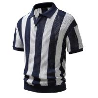 Polos 100% de algodón ahuecados para hombre, Polos de manga corta tejidos con cuello en V transparentes, Polos sexis para hombre, nuevo verano - details 2
