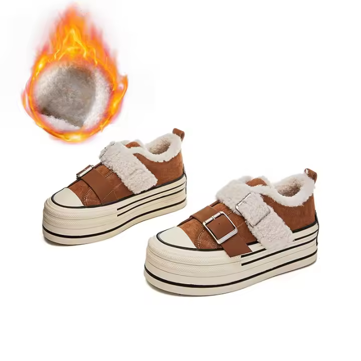 Nuevos zapatos para muffins de suela gruesa, zapatos térmicos de terciopelo para mujer, zapatos versátiles para mujer - 1