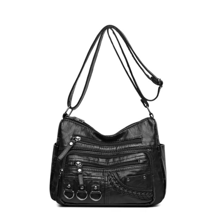 BINGMEI nueva moda bolso de mensajero tejido de gran espacio versión coreana atmósfera simple cuero suave multicompartimento alto sentido - 1