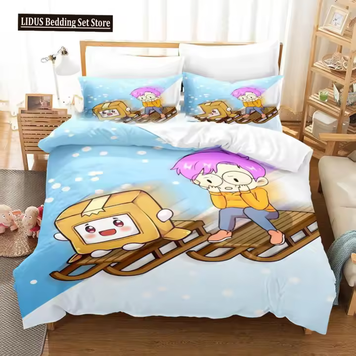 Juego de Ropa de Cama de Dibujos Animados Foxy Boxy Lanky-box Funda de Edredón, Cubierta de Cama, Funda de Edredón para Dormitorio Tamaño de Cama Rey Juego de Ropa de Cama 2/3 Piezas - 1
