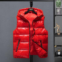 Chaleco grueso con capucha para hombre, abrigo cálido acolchado de algodón, Color sólido, impermeable, cortavientos, cremallera grande, invierno, novedad de 2025 - details 3