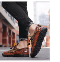 Sandalias de cuero para hombre, calzado deportivo ligero, antideslizante, transpirable, para playa y exteriores, Verano - details 10