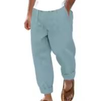 Pantalones de algodón y lino para hombre de talla grande Transpirables, absorventes de sudor, estilo americano casual - details 24