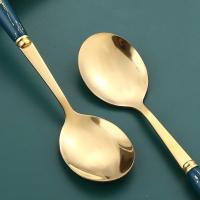 Juego de cucharas de acero inoxidable con patrón de mármol, 6 cucharas creativas para el hogar - details 3