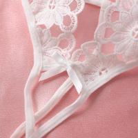 Lencería Sexy elegante para mujer, sujetador abierto blanco, Teddy caliente, mono con cuello Halter y espalda descubierta, ropa interior sin entrepierna con bordado Floral - details 3