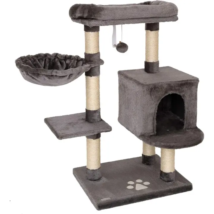 Árbol rascador para Gatos Altura 93 cm, Gris Oscuro - 1