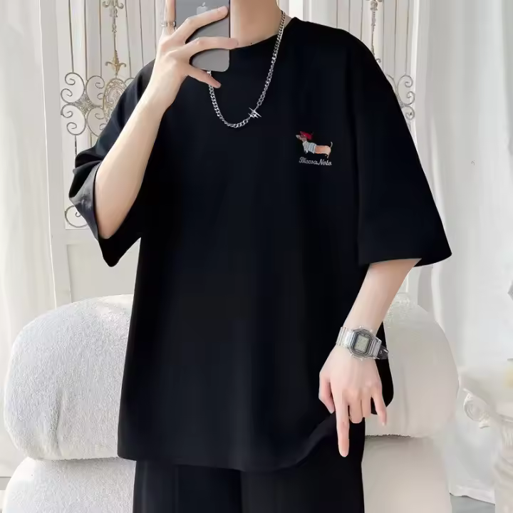 Camiseta de Verano de Manga Corta con Estampado de Perro de Salchicha Talla Grande, Algodón, Moda Casual para Hombres - 1