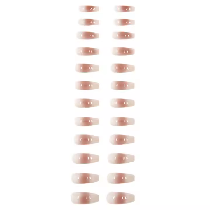Uñas postizas cuadradas de presión larga, color nude, palo natural, decoraciones de uñas para mujeres y niñas - 1