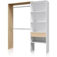 Armario Vestidor, Armario 2 Barras, 4 Baldas y 1 Cajón, Vestidor Reversible, Acabado en Blanco Artik y Roble, Medidas: 158 cm (Ancho) x 187 cm (Alto) x 40 cm (Fondo) - details 3