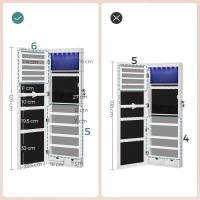 Luces LED y Cierre, Organizador Almacenamiento Pendiente Collar, Espejo y Varios Compartimentos, Blanco JBC93W - details 2