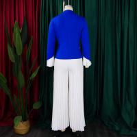 Conjunto de dos piezas de pantalón de pierna ancha plisado y top de manga acampanada de nueva moda de primavera para mujer D553 - details 23