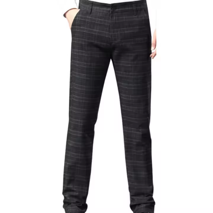 Pantalones Largos de Algodón-Cannabis Versátiles a Cuadros para Hombres y Jóvenes - 1