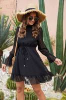 Nuevo vestido de manga larga versátil con cintura con cordones estilo otoño falda base - details 2