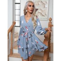 Vestido corto elegante con cuello de plumas Moda primavera otoño para mujer - details 6