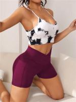 Pantalones cortos de motociclista de cintura alta cruzada para mujer, bolsillos laterales, suaves y cómodos, cruzados, para correr, Yoga, pantalones cortos atléticos - details 10