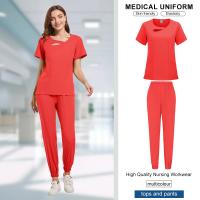 Ropa de trabajo de belleza para mujer, uniforme de enfermeras médicas, conjunto de bata quirúrgica, pantalones superiores de Spa, ropa de cuidador clínico, uniformes de enfermería, traje para correr - details 21