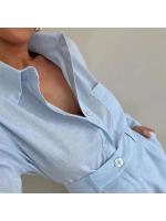 Conjuntos de 2 piezas de manga larga para mujer, pantalón corto informal con bolsillos y botones simples, camisas, Tops, traje de moda de verano 2025 - details 4