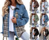 Chaqueta vaquera de manga larga para mujer, camisa a cuadros con botones, Tops de otoño e invierno - details 1