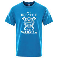 Camiseta de hombre con estampado vikingo, eslogan "Die in battle, go to Valhalla", ropa de marca, estilo hip-hop, verano, talla grande - details 8