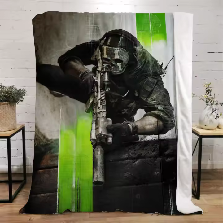 Manta de Picnic de Call of Duty Tamaño Rey, Algodón de Lujo, Check de Cuerno, Toalla de Playa para Hogar - 1