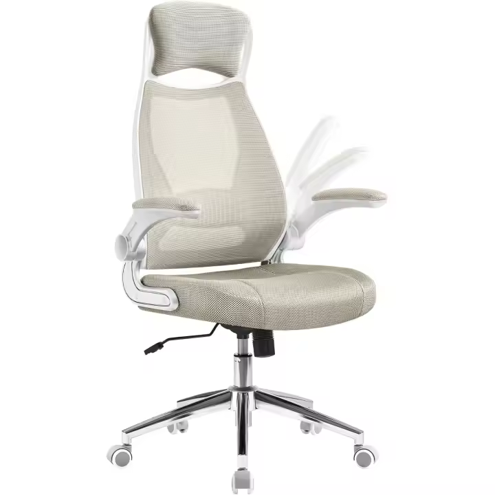 Silla de Oficina Giratoria Superficie de Malla, Apoyabrazos Inclinables, Soporte Lumbar, Mecánica de Equilibrio Muebles para el Hogar y Oficina - 1