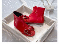 Nuevas botas de cuero de terciopelo para bebé, botas cortas de cristal de princesa - details 11