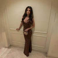 BUNO-Sexy vestido de encaje marrón con tirantes para mujer, vestidos elegantes lisos ajustados con envoltura en el pecho, vestidos de fiesta de noche para mujer, Club de graduación 2025 - details 2