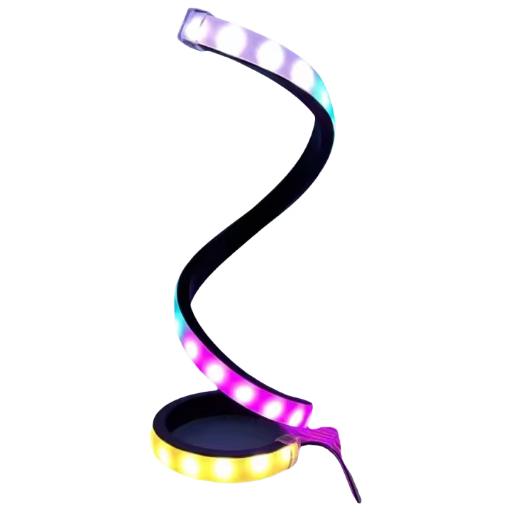 Lámpara De Escritorio LED RGB Blanco Luz Nocturna USB Ajustable En Brillo Tipo De Sombrilla Espiral Para Lectura Y Decoración De Dormitorio Y Oficina Con Interruptor De Botón - 1