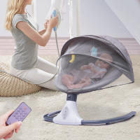 Mecedora eléctrica portátil para bebé, con Bluetooth, mando a distancia plegable, color gris plateado - details 0