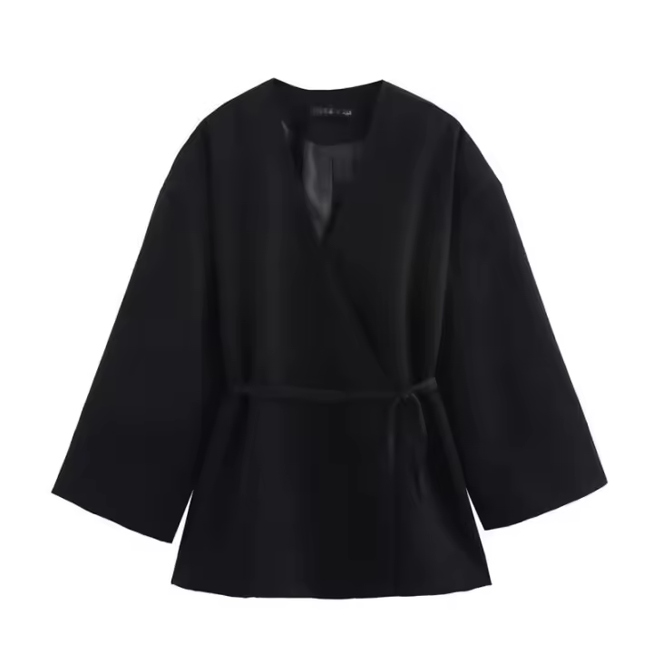 Pantalones Amplios Estilo Kimono con Cinturón Moda Casual Europea Americana para Mujeres - 1
