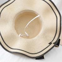 Nuevo Verano Mujer sol Casual moda pajarita paja de pescador con lazo cinta viaje playa sombrero versátil resistente a los rayos UV - details 6