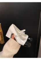 Nuevo francés Xiaoxiangfeng tacón grueso Mary Jane temperamento versátil color coincidencia de zapatos individuales de tacón alto - details 19
