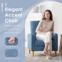 Sillón Salón Sofá Individual para Dormitorio, Silla moderna tapizada con Cojines, Silla de tela Esquina de Lectura Silla lateral con Espuma viscoelástica Suave Asiento Lounge y patas de madera, - details 5