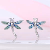 Pendientes de plata de ley 925 para mujer, aretes con forma de libélula y pájaro, joyería fina para boda, novedad - details 7
