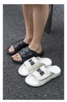 Nueva ropa exterior sandalias de una palabra Velcro zapatos de playa de cuero de suela blanda con suela plana. - details 11