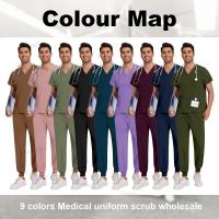 Uniformes médicos de hospital transpirables para hombres y mujeres, conjuntos de uniforme de enfermería de manga corta, ropa de trabajo para médicos y enfermeras. - details 1