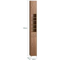 Mueble de baño tipo columna con armario alto, estanterías de baño con 5 estantes abiertos, 2 puertas y 1 cajón, color blanco, 20 x 20 x 180 cm - details 30