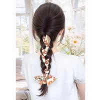 Diademas con cinta de flores para mujer, coleta larga, artefacto para el cabello de estilo coreano, peluca trenzada de boxeo sintética esponjosa - details 12