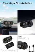 Jansite Solar TPMS sistema de supervisión de alarma de presión de neumáticos de coche pantalla inteligente advertencia de temperatura ahorro de combustible 4 sensores tipo automático - details 8